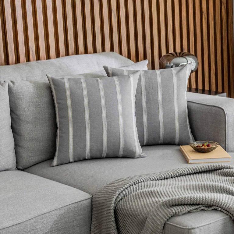 2 GRAY STRIPED 18IN PILLOWCASES 