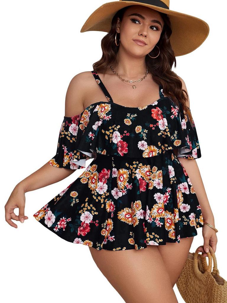 SOLY HUX FLORAL TANKINI WOMEN'S SZ XL