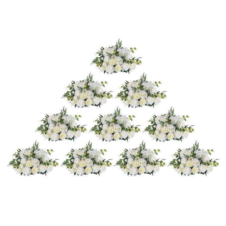 10PC WHITE FAKE FLOWER CENTERPIECES