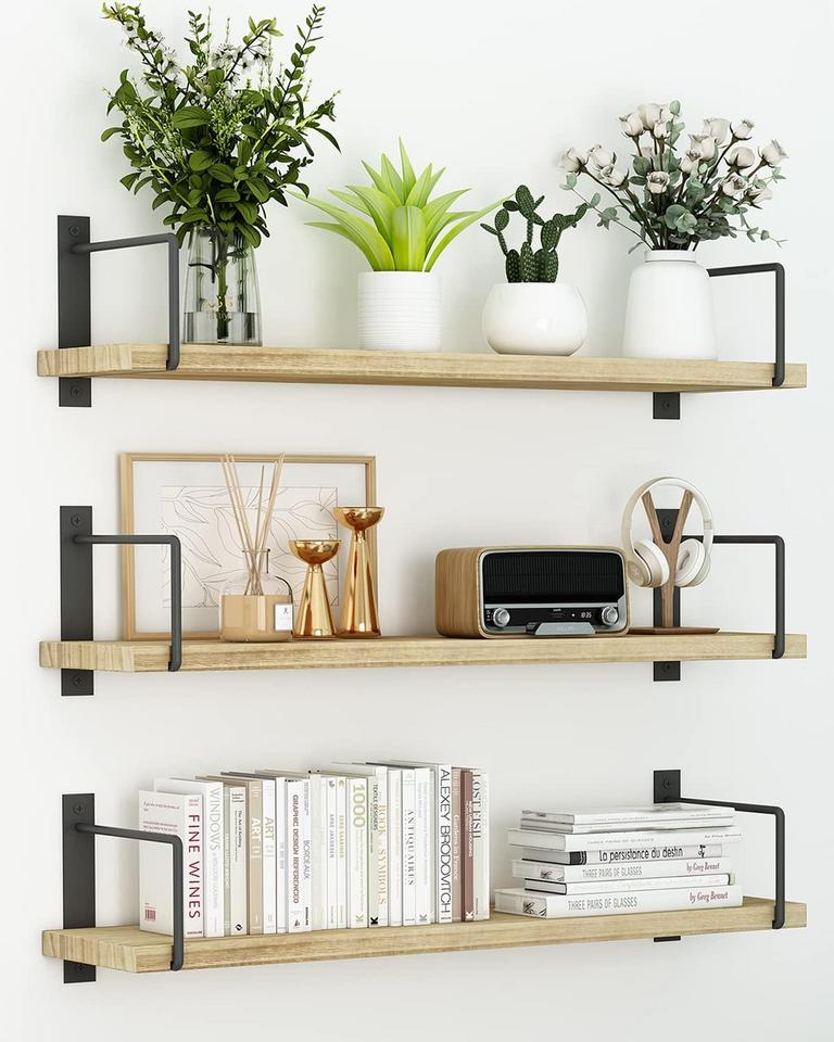 3PK RUSTIC WOOD SHELVES 24IN