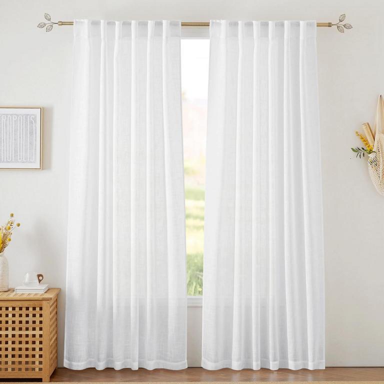 2 RYB HOME WHITE CURTAINS 52"X84"