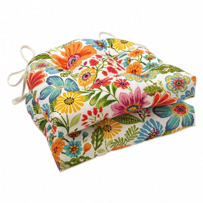 FLORAL CHAIRPAD WITH TIES 2PK