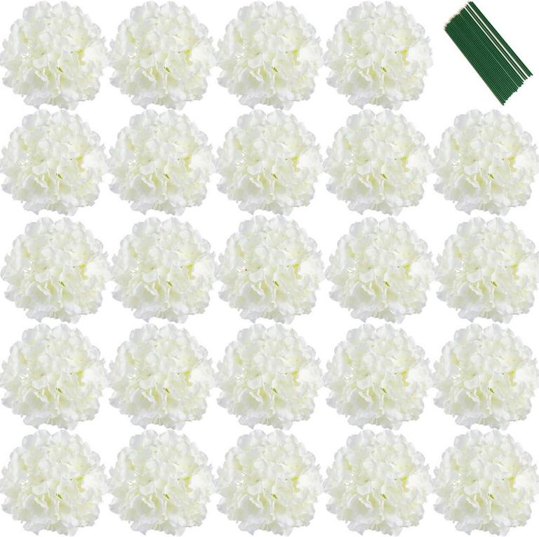 24 SILK HYDRANGEA HEADS W/STEM