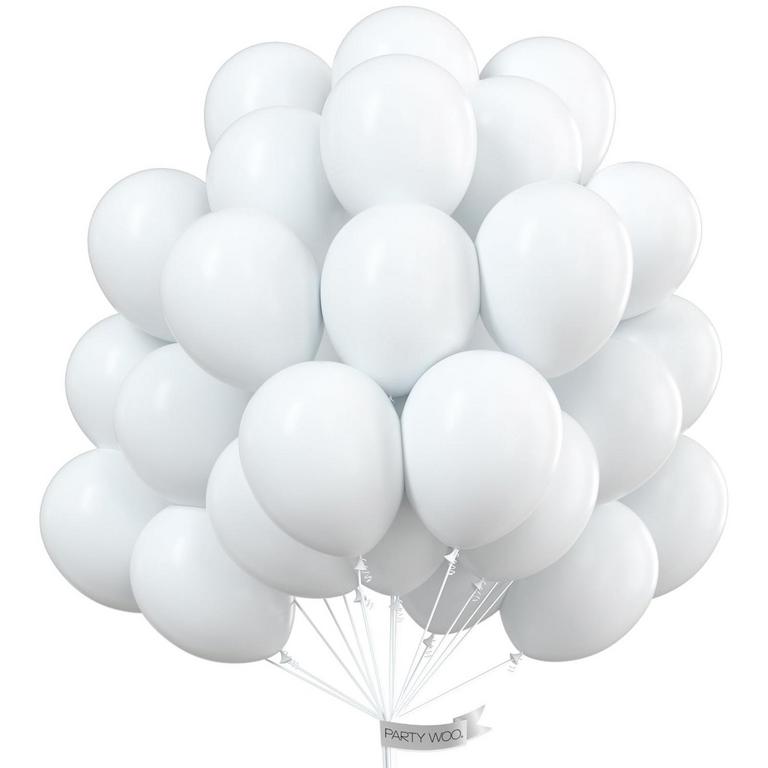 100 PARTYWOO WHITE BALLOONS