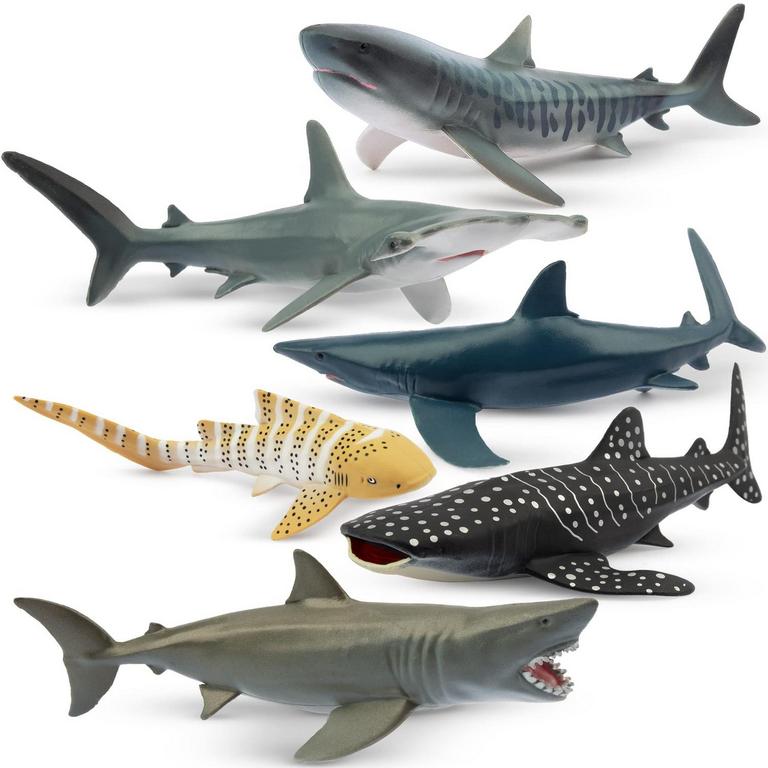 6PK SHARK BATH TOYS