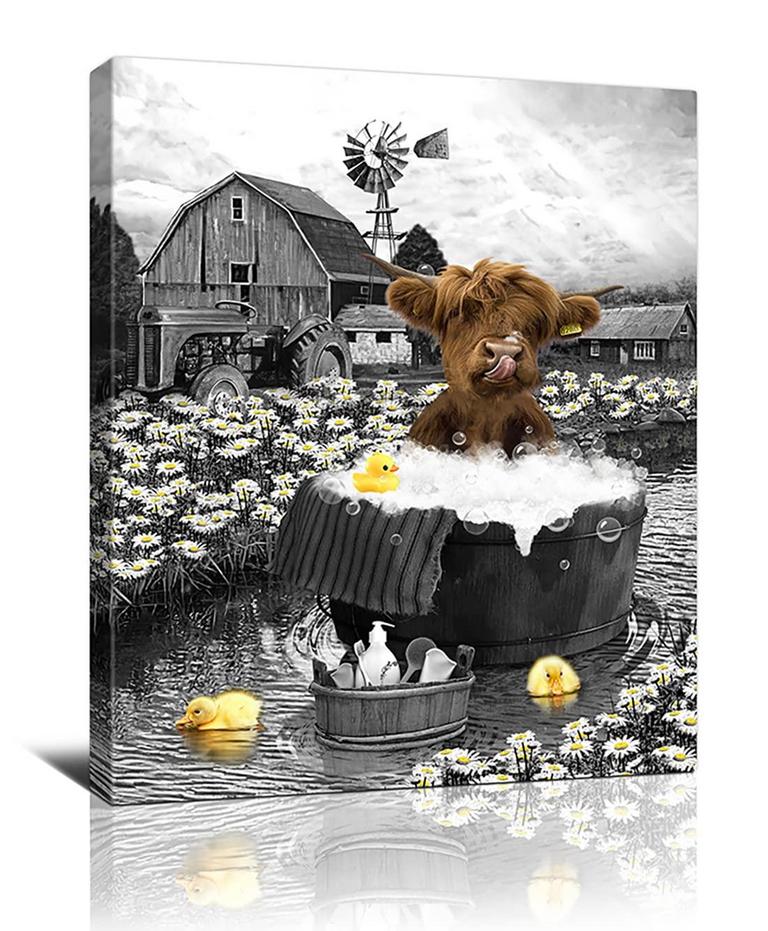 COW 16X20IN BATHROOM WALL ART