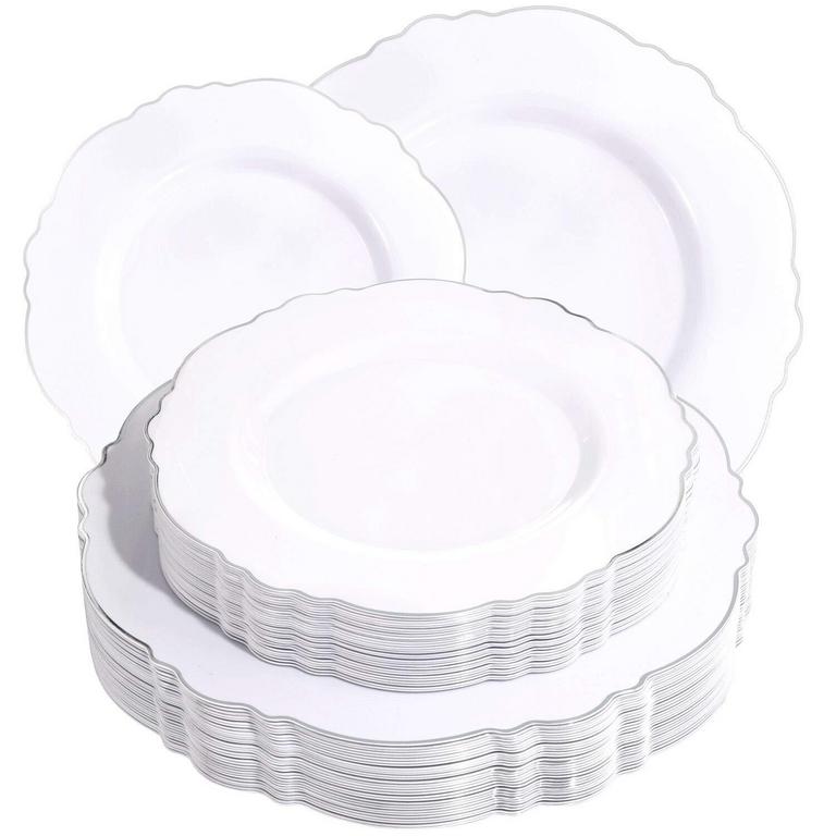 WDF SILVER PLASTIC PLATES 60PC SET