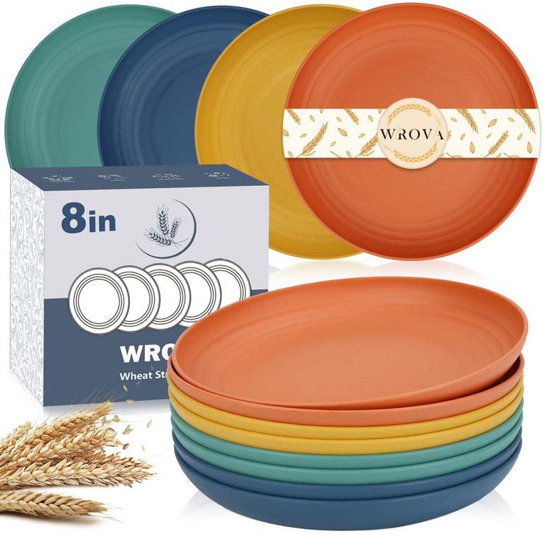 8IN STRAW PLATES SET