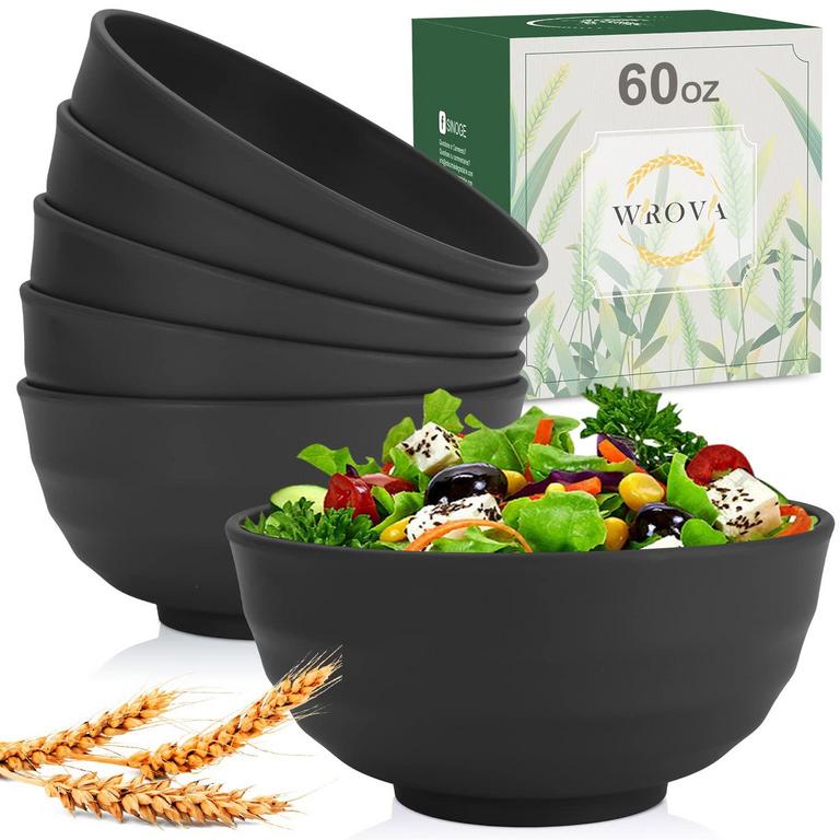 60OZ BLACK STRAW BOWLS 6PK