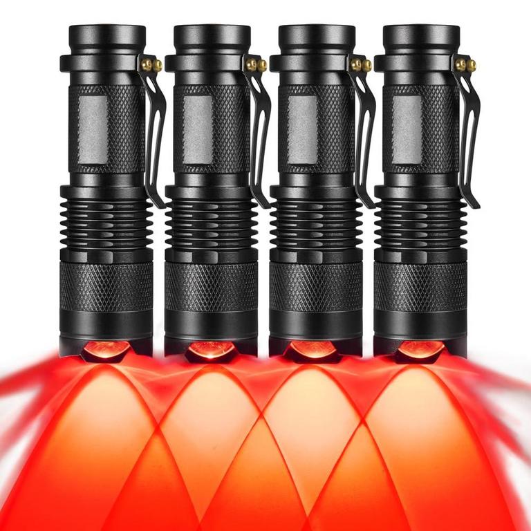 4PK RED LIGHT FLASHLIGHTS