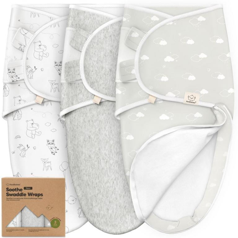 KEABABIES 3-PK SWADDLE SACK 0-3M