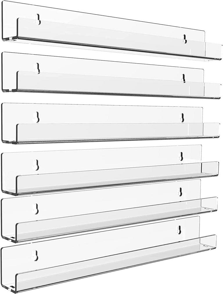 6PK 15IN ACRYLIC WALL SHELVES