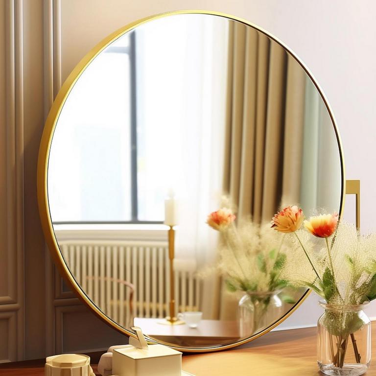 24IN GOLD ROUND MIRROR