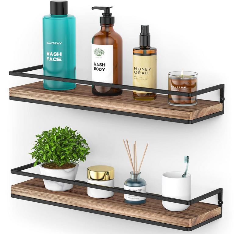 RUSTIC WOOD 17IN WALL SHELVES 2PK 