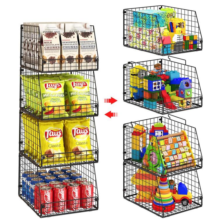 XL METAL STORAGE BASKETS 4PK