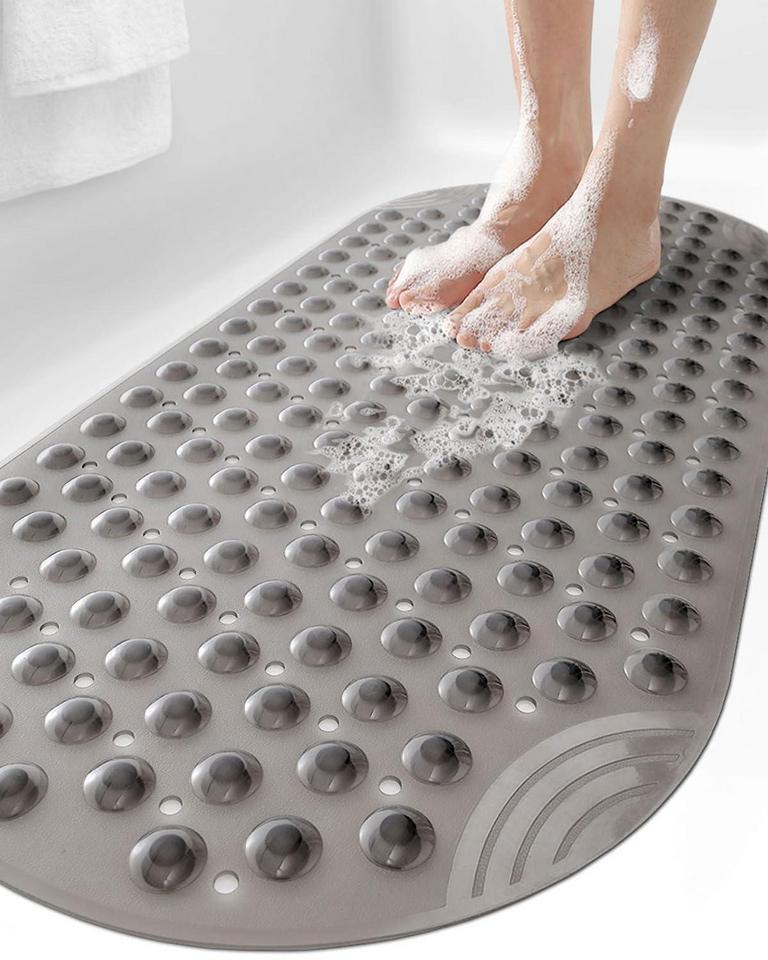 CLEAR GRAY NON-SLIP BATH MAT