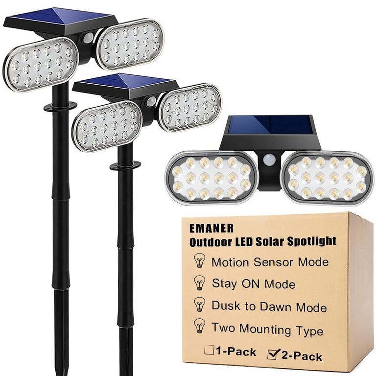EMANER SOLAR FLOODLIGHTS 2PK