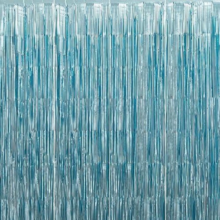 LIGHT BLUE FRINGE CURTAINS