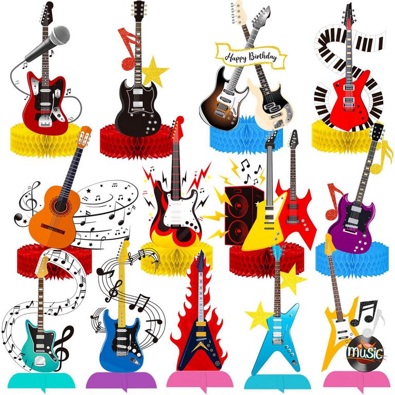 GUITAR HONEYCOMB CENTERPIECES 13PCS