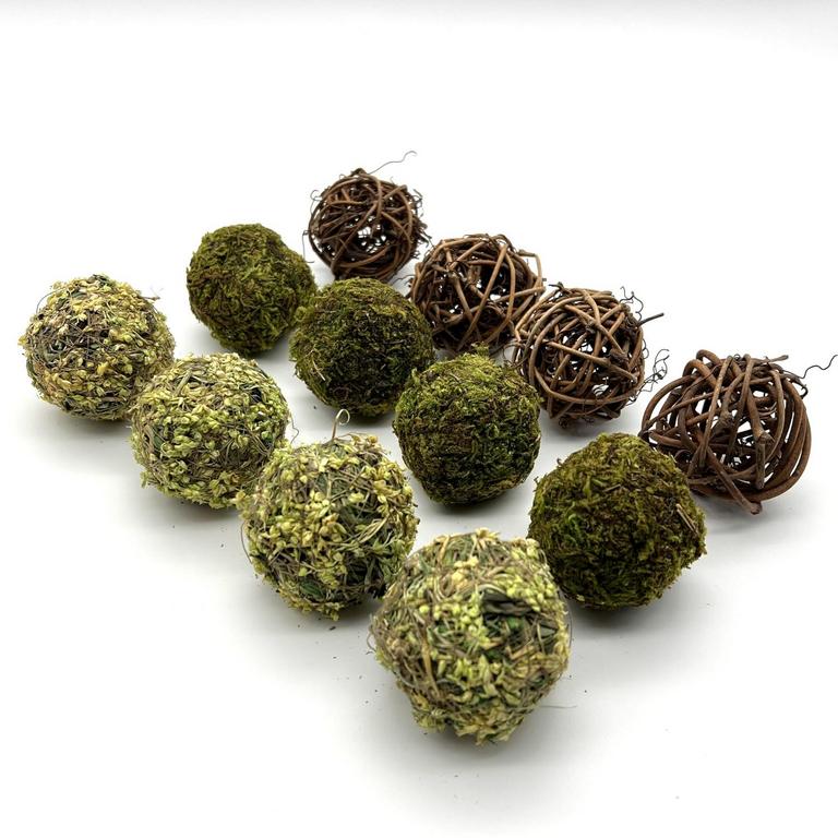 GREEN MOSSBALL DECOR BALLS 12PK