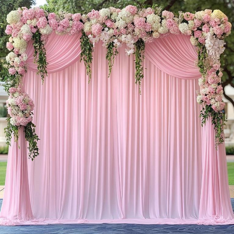 COMOYA 5X10FT PINK PARTY CURTAINS 2PK