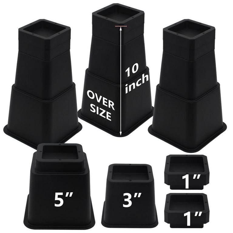 10IN HEAVY DUTY BED RISERS 4PK