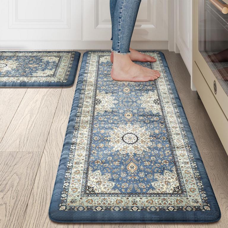 BOHO BLUE KITCHEN MAT SET