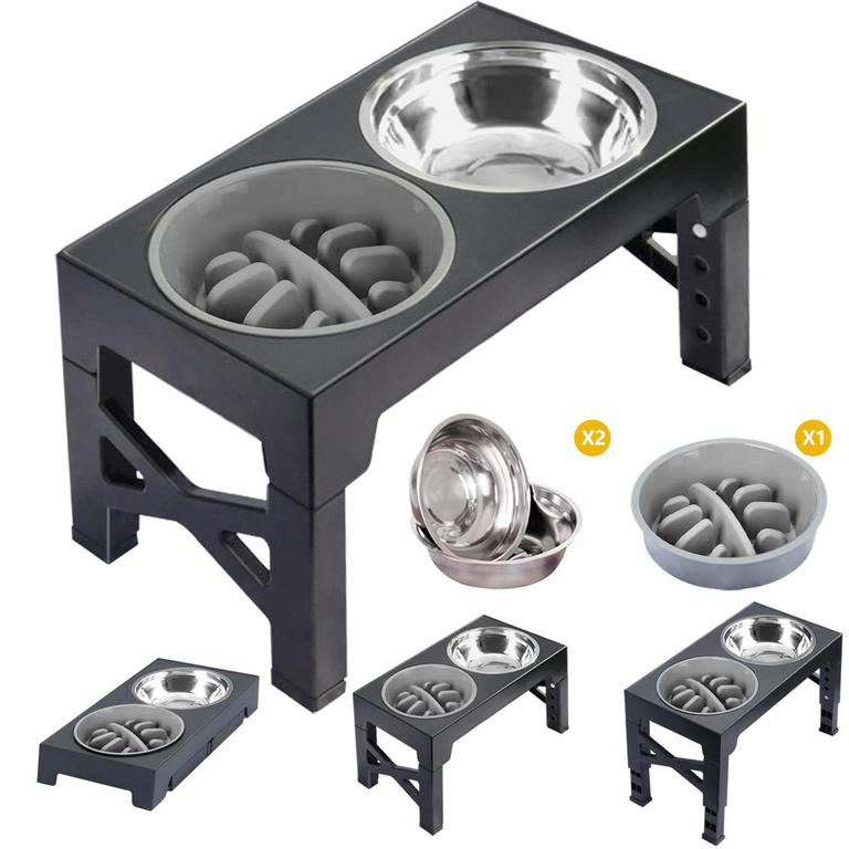 DOG BOWL STAND W/ 3 BOWLS