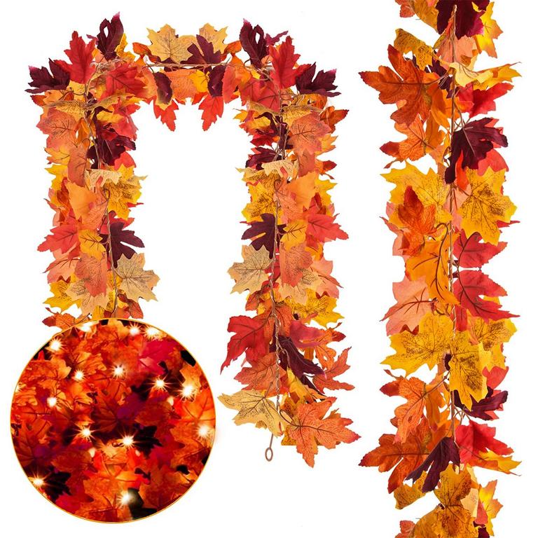 DERAYEE MAPLE LEAF GARLAND 2PK 5.9'