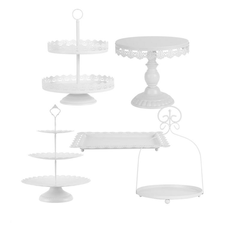 ZUMELER WHITE CAKE STANDS 5PCS