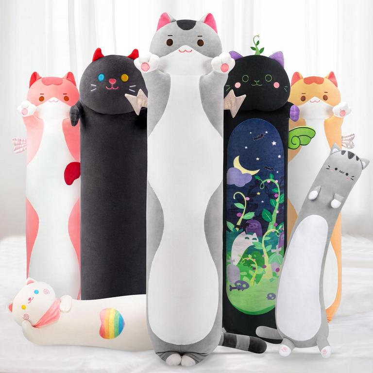 GREY CAT PLUSH PILLOW