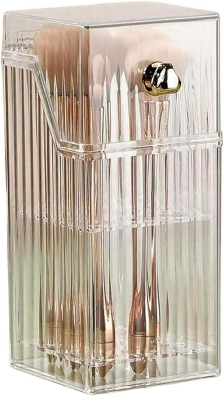 MAKEUP BRUSH HOLDER WITH LID