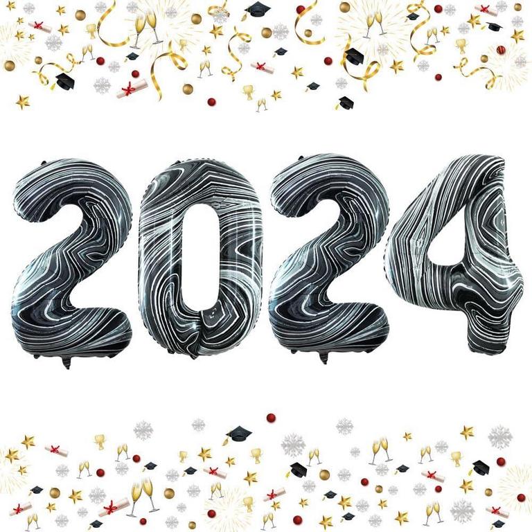 42 INCH 2024 FOIL NUMBER BALLOONS