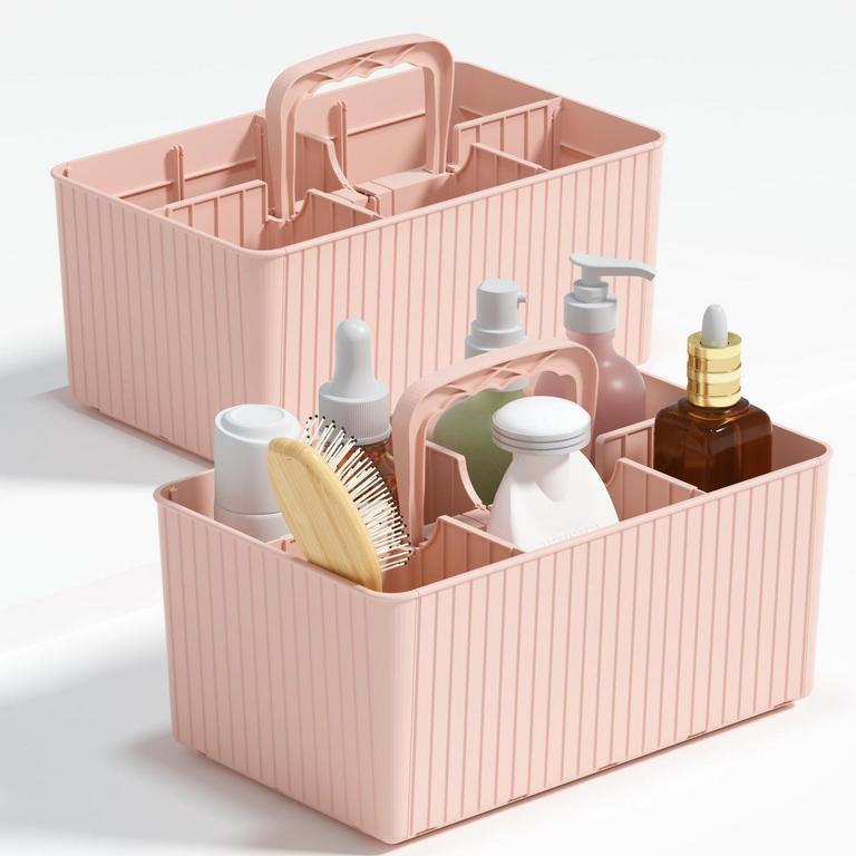PLASTIC SHOWER CADDY PINK 2PK