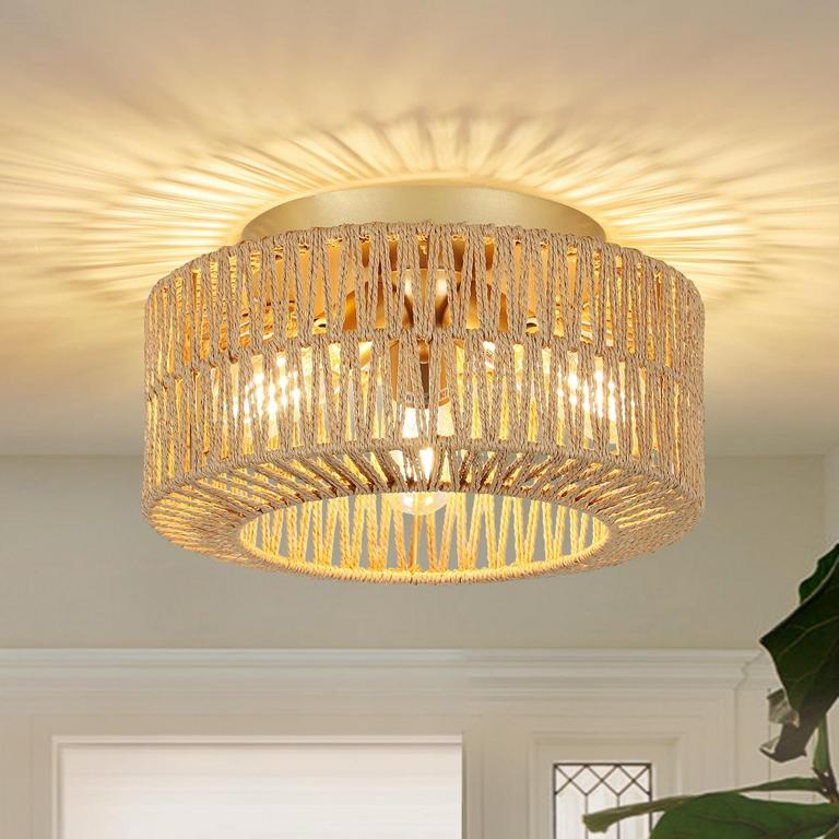 PAUFUL 3-LIGHT RATTAN FIXTURE