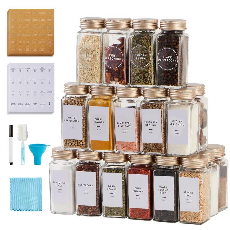 SKIILEOR GLASS SPICE JARS KIT 