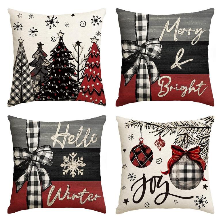 SM:)E CHRISTMAS PILLOW COVERS 18"X18" 4PK