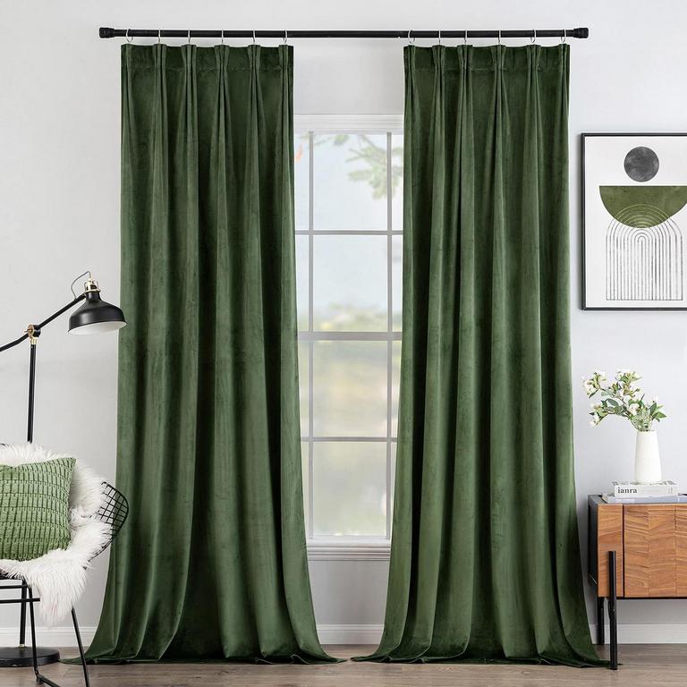 MIULEE OLIVE GREEN CURTAINS 90IN X 52IN 2PK