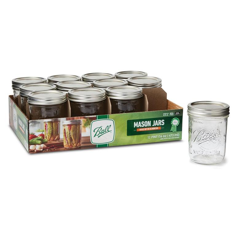 BALL MASON JARS WIDE MOUTH 16OZ 12PK