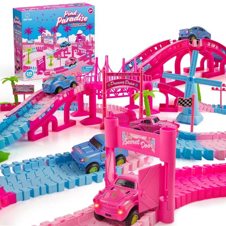 USA TOYZ PINK CAR TRACK SET