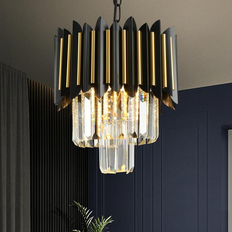 AKDXIRUN 9.8"D BLACK GOLD CHANDELIER 