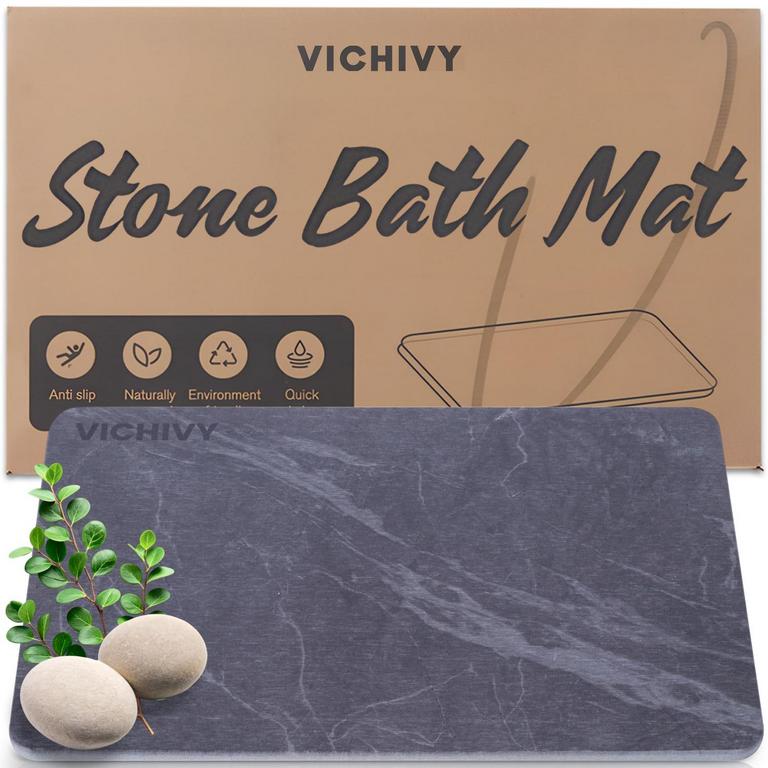 VICHIVY STONE BATH MAT 23.5IN X 15.2IN