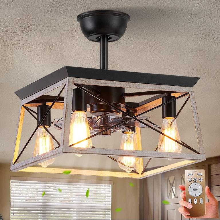 DALOUGUAN CAGED CEILING FAN W/ LT 23.9"L