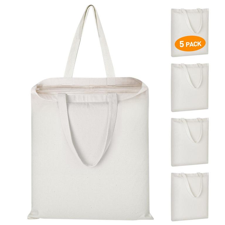 XUEYU 15IN COTTON TOTE BAGS 5PK