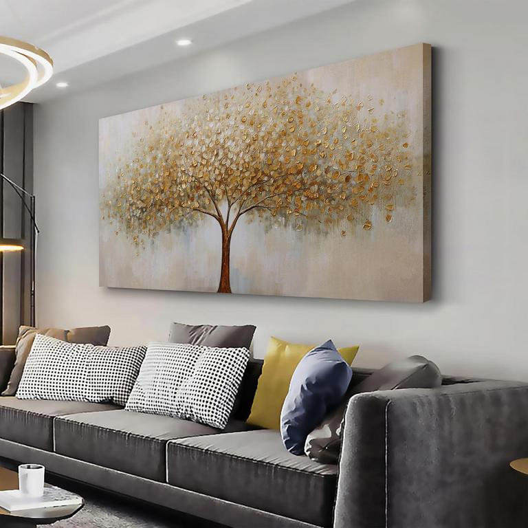VHMING GOLD TREE OF LIFE CANVAS 29"X58"