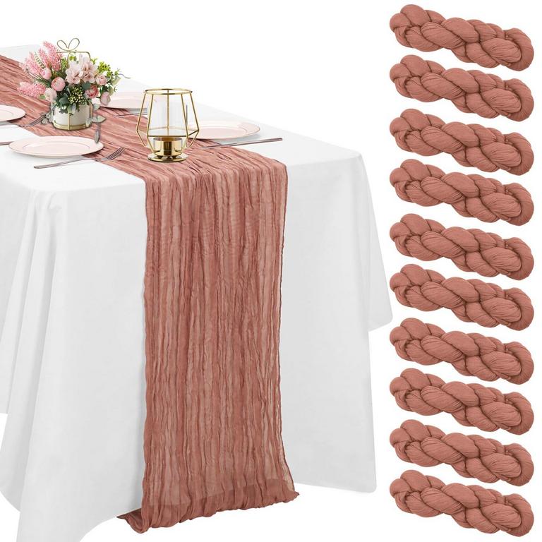 HAISIWLKJ 10PK DUSTY BLUSH TABLE RUNNERS 