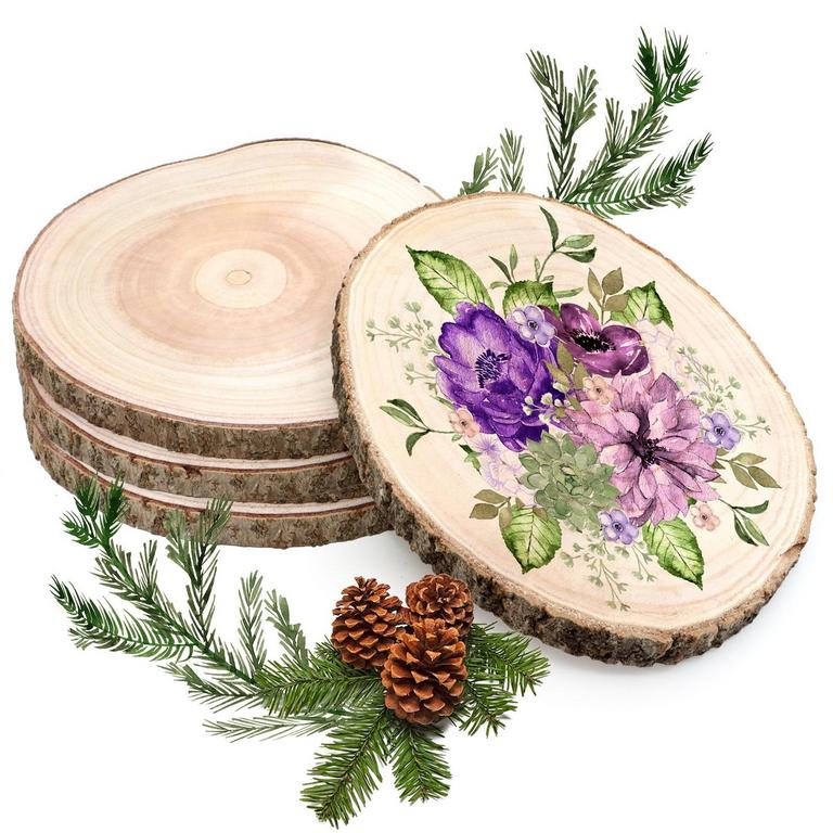 VEGCOO WOOD SLICES 10-11IN 4PK