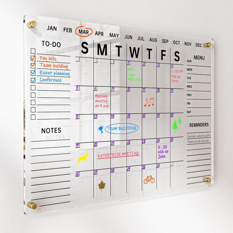 CUSTIGN ACRYLIC CALENDAR 28IN X 20IN