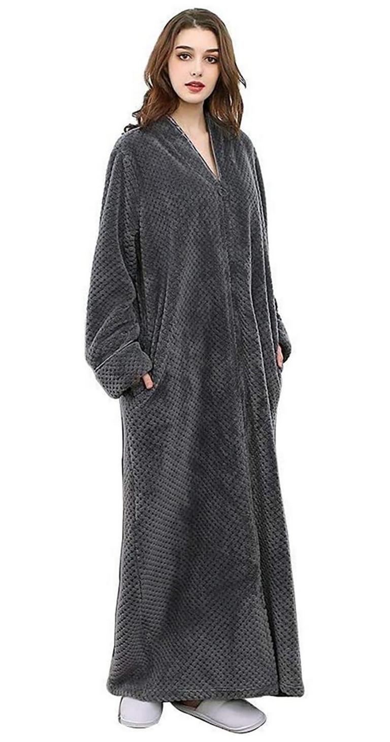OKSUN WOMENS LONG ROBE GRAY L
