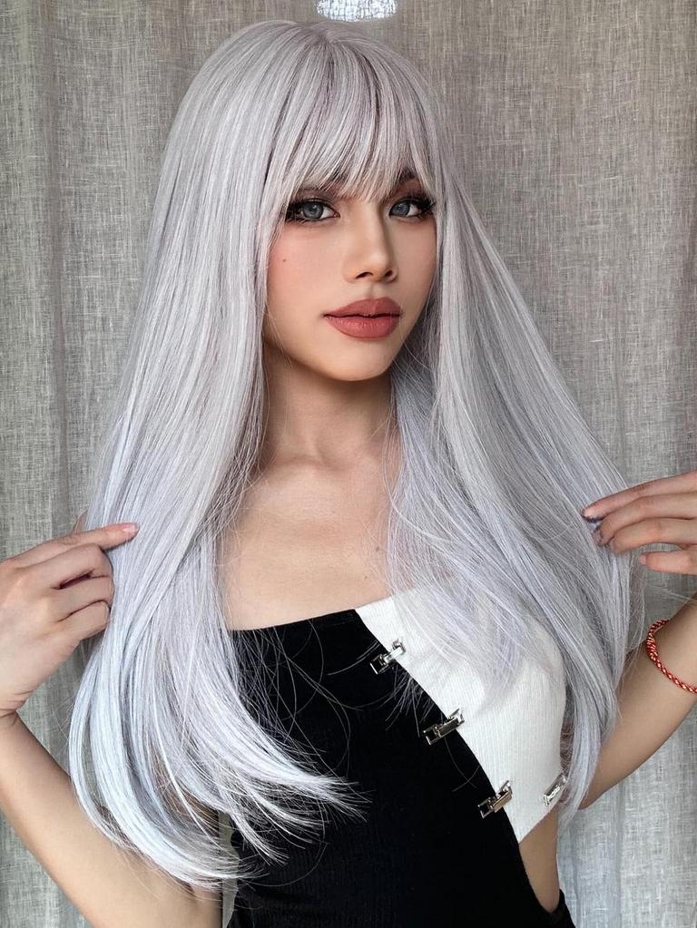 WHITE WIG WITH BANGS